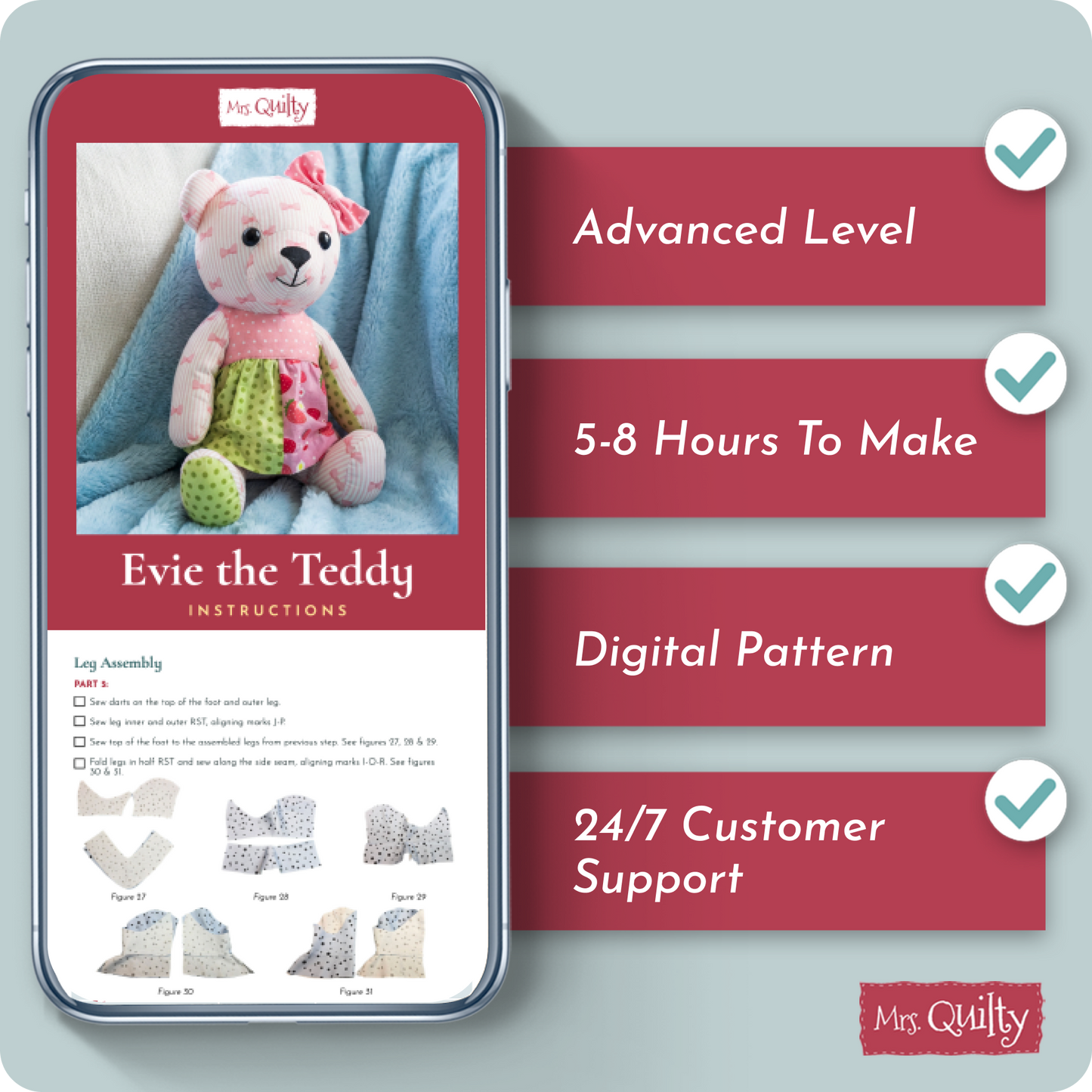Evie the Teddy Digital PDF Plushie Pattern