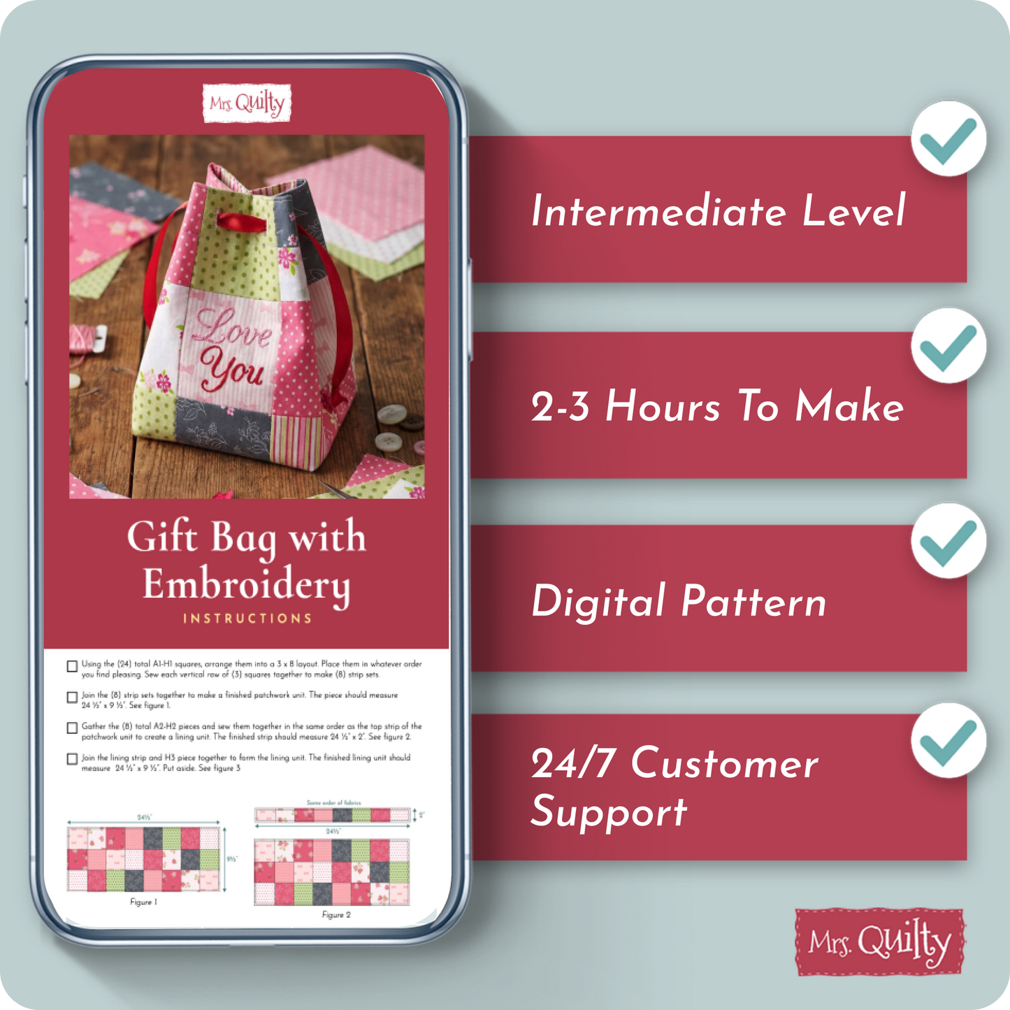 Patchwork Gift Bag Digital PDF Pattern