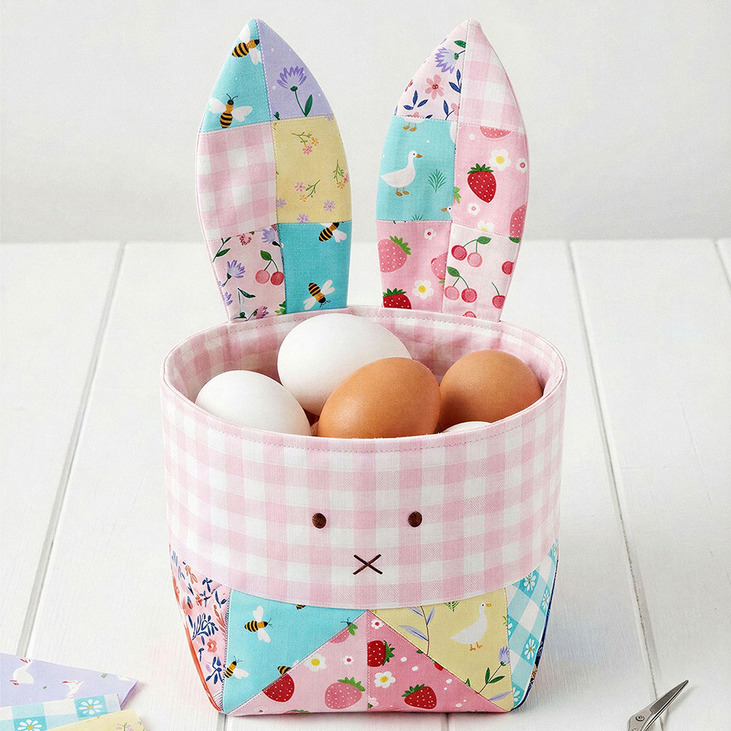Patchwork Bunny Ear Basket Digital PDF Pattern
