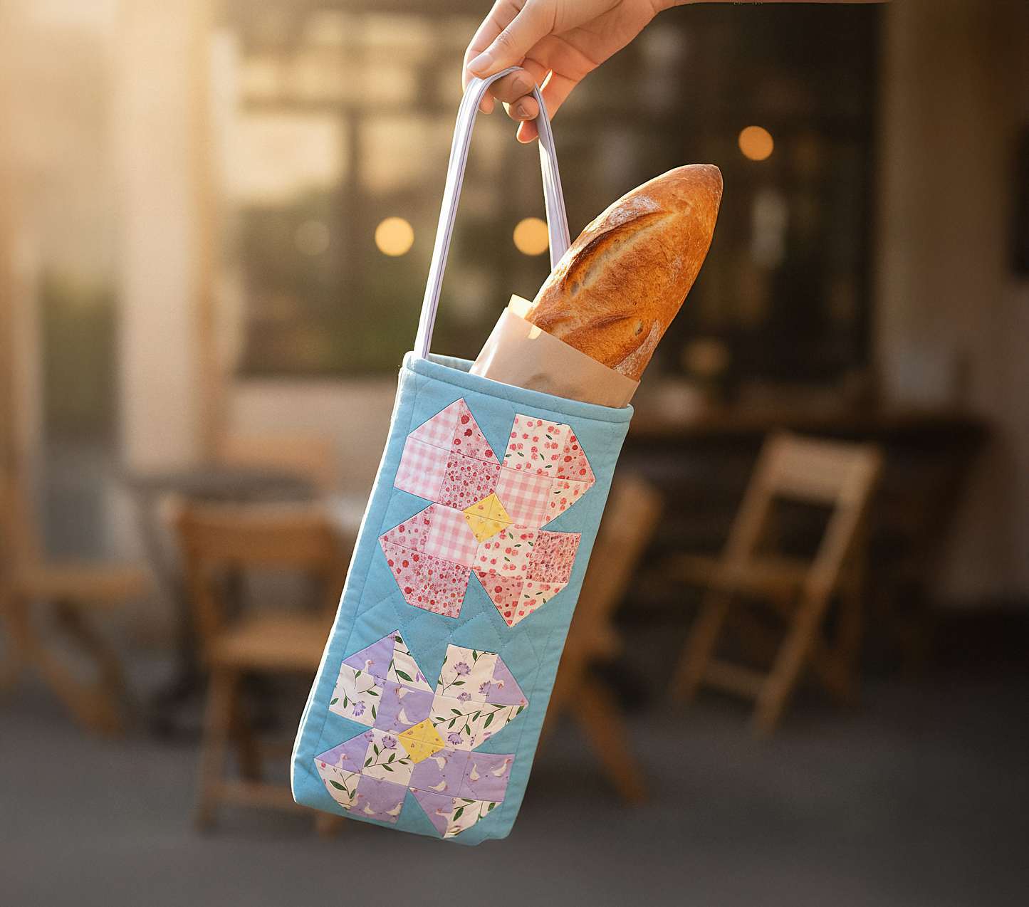 Quilted Floral Baguette Bag Downloadable PDF Quilt Pattern