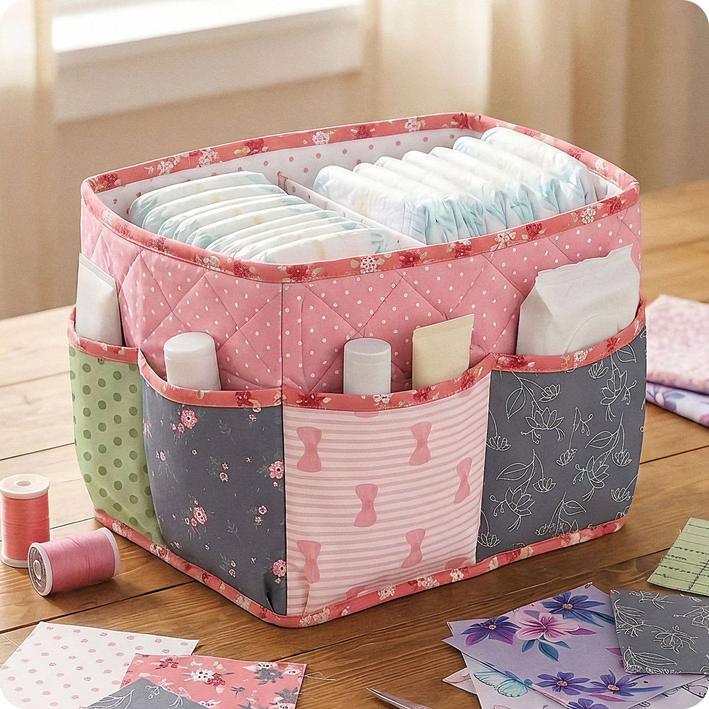 Quilted Diaper Caddy Organizer Digital PDF Pattern