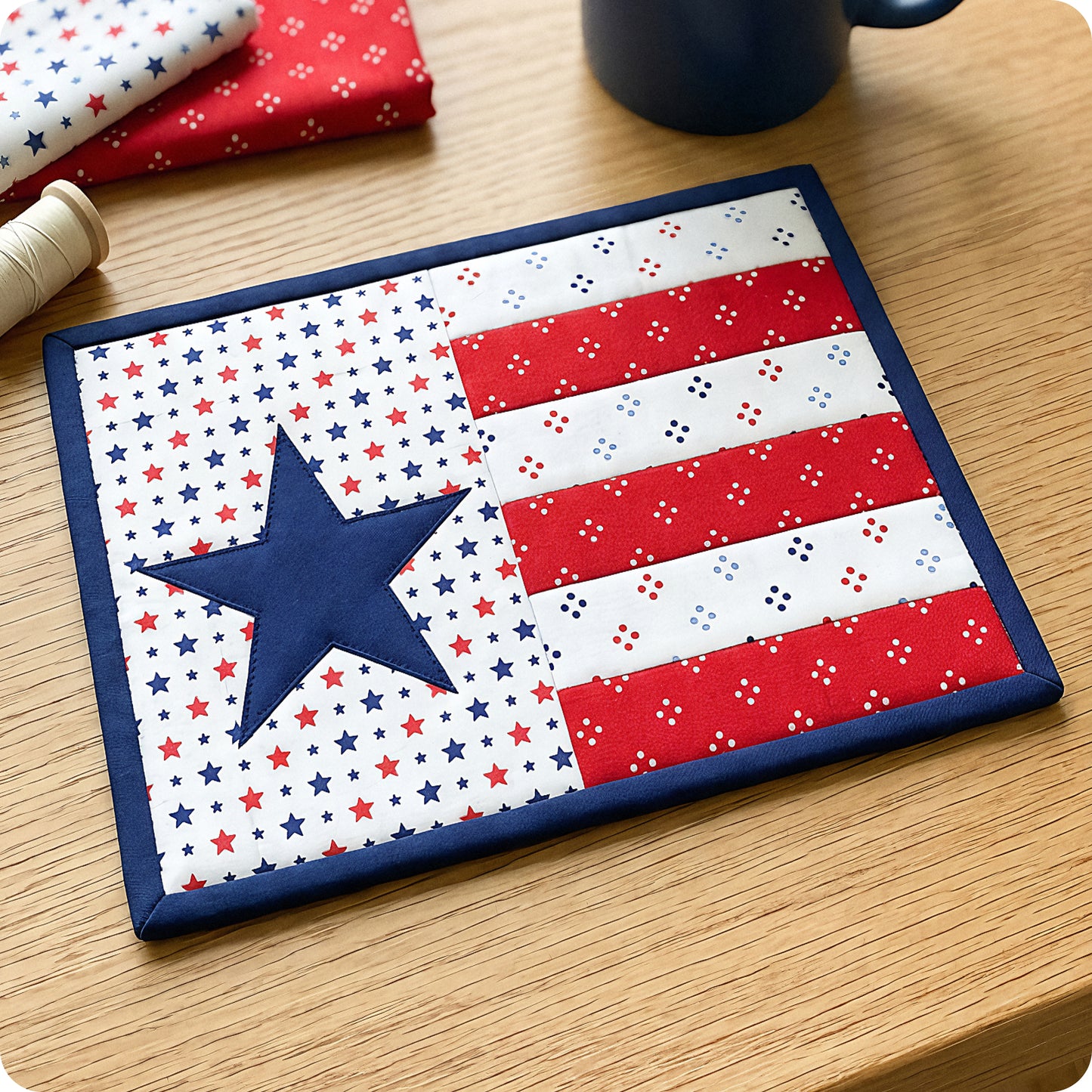 Stars and Stripes Mug Rug Digital PDF Pattern