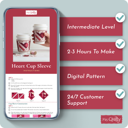 Heart Cup Holder Digital PDF Quilt Pattern