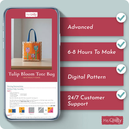 Tulip bloom Tote Bag Digital PDF Pattern