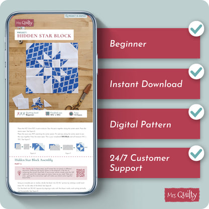 Hidden Star Block Digital PDF Pattern