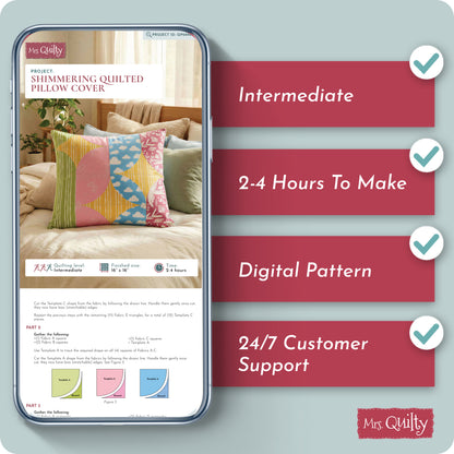 Shimmering Quilted Pillow Cover Digital PDF Pattern