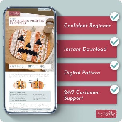 Pumpkin Placemat Digital PDF Pattern