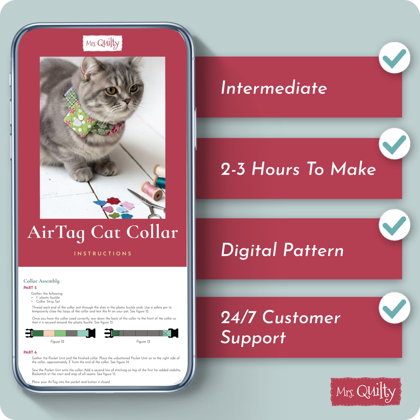 AirTag Cat Collar Digital PDF Pattern