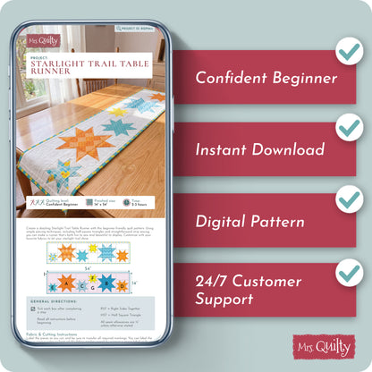 Starlight Trail Table Runner Digital PDF Pattern