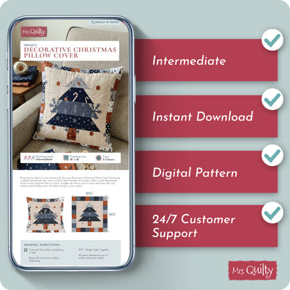 Decorative Christmas Pillow Digital PDF Pattern