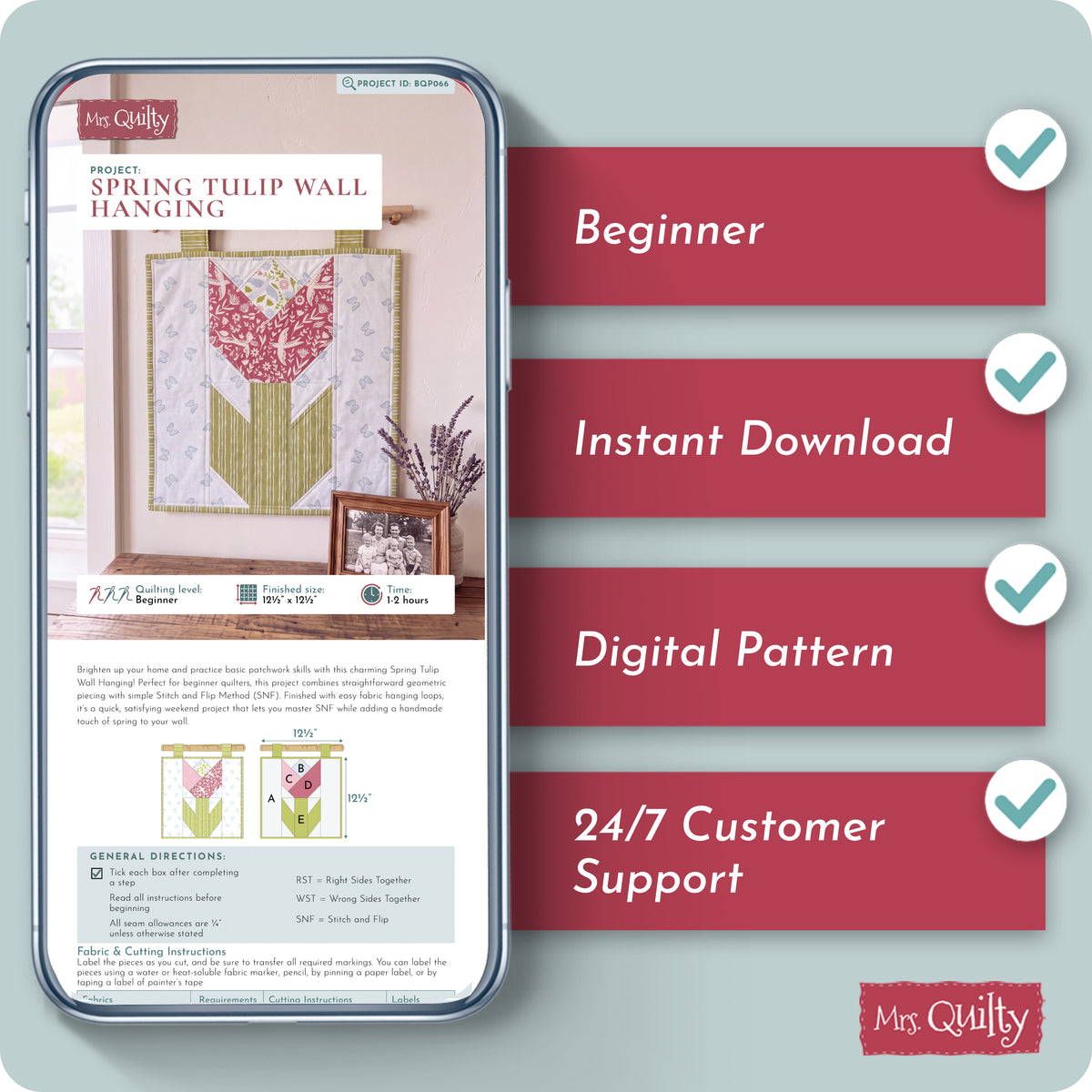 Spring Tulip Wall Hanging Digital PDF Pattern