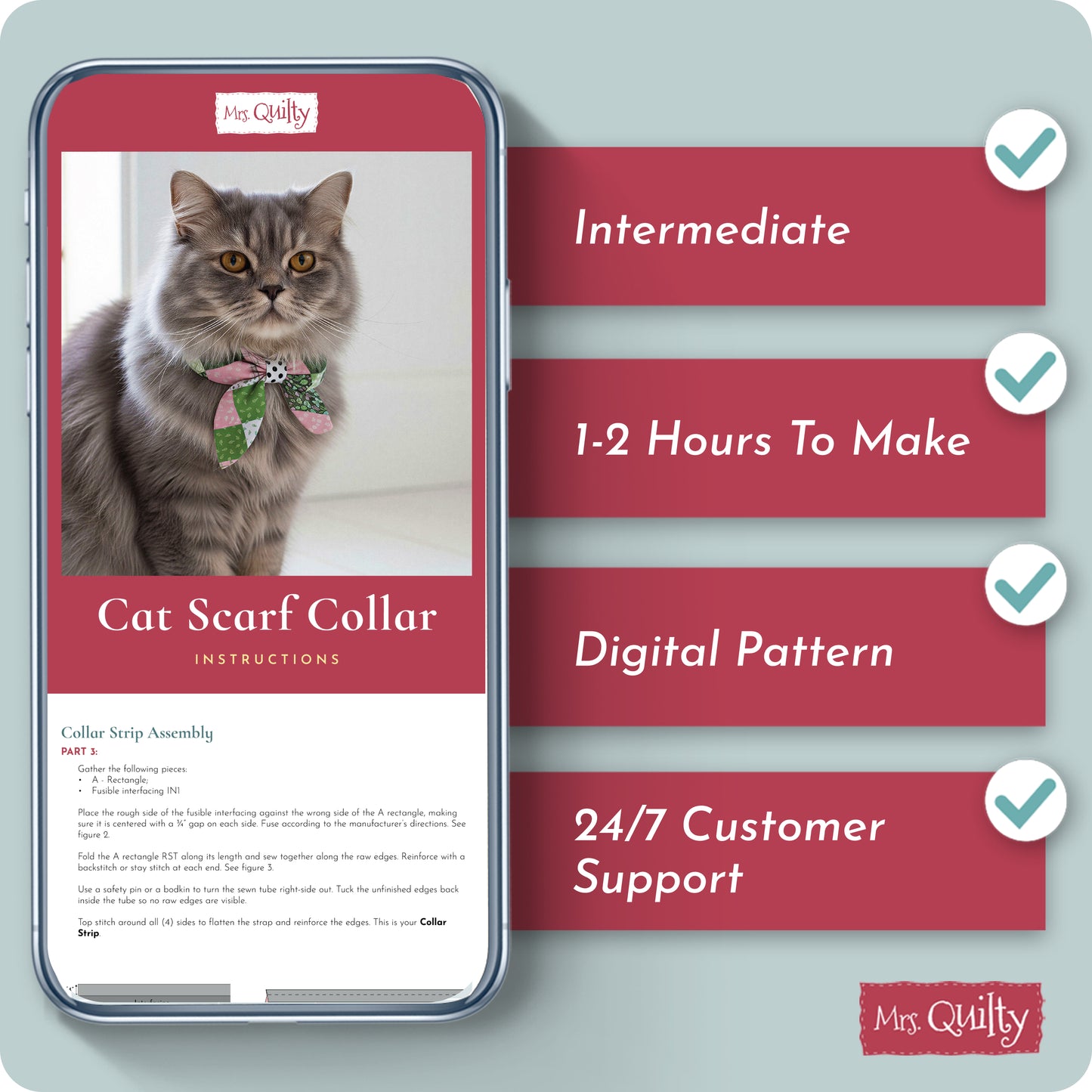 Cat Scarf Collar Digital PDF Pattern
