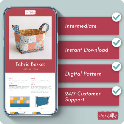 Patchwork Fabric Basket Digital PDF Pattern