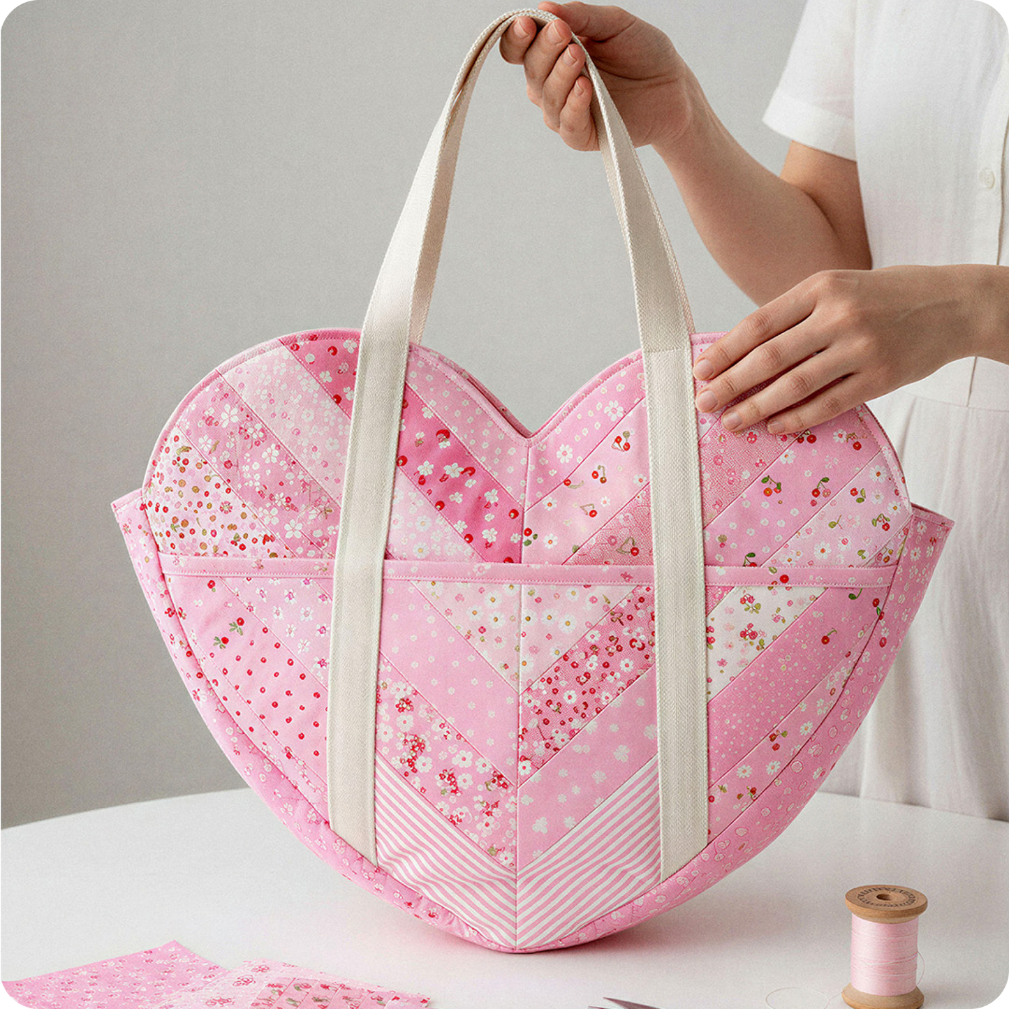 Patchwork Heart Tote bag Digital PDF Pattern