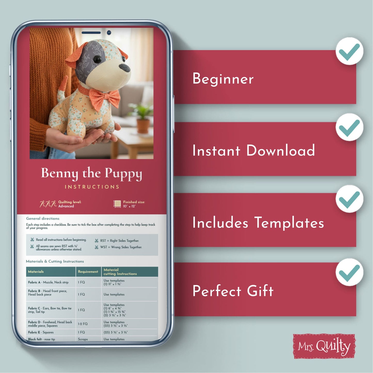 Mrs. Quilty Plushies – Bundle of 14 Quilted Patterns